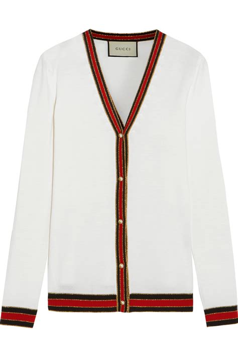 gucci cardigan e bianco donna|gucci cardigan used.